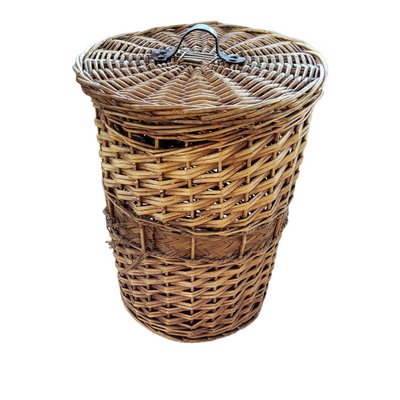 Natural Wicker Basket with Vintage Lid, 1990s-TCS-1397651