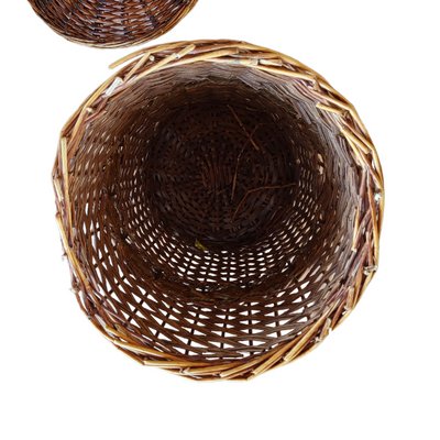 Natural Wicker Basket with Vintage Lid, 1990s-TCS-1397651