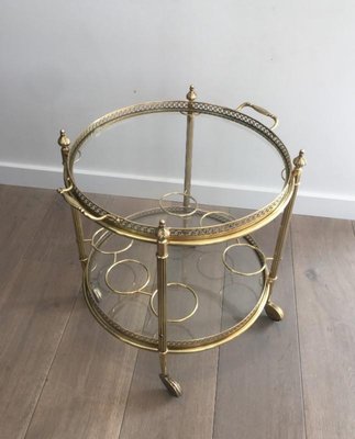 Neo-Classical Brass Round Trolley, France, 1940s-BA-658565