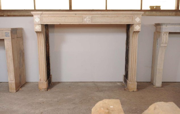 Neo-Classical Carved Limestone Fireplace-TDA-1376334