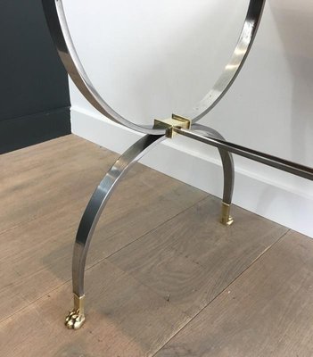 Neo-Classical Style Brushed Steel and Brass Coffee Table, 1940s-BA-658379