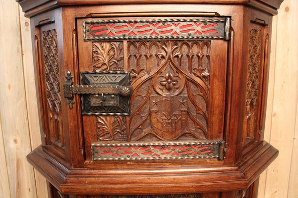 Neo-Gothic Cabinet in Carved Walnut-KMQ-1332636