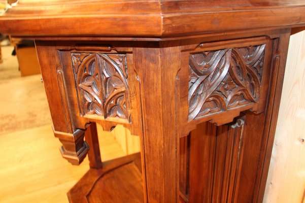 Neo-Gothic Cabinet in Carved Walnut-KMQ-1332636