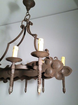 Neo-Gothic Wrought Iron Chandelier with 8 Arms-BA-1365800