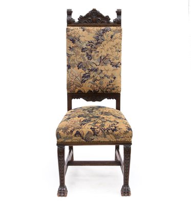 Neo-Renaissance Carved Chair with Woven Upholstery, 1800s-FSD-885747