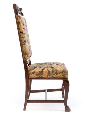 Neo-Renaissance Carved Chair with Woven Upholstery, 1800s-FSD-885747