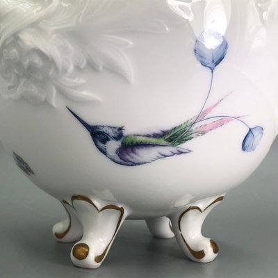 Neo- Rococo Vase on Paw Feet Hummingbird and Butterfly Decoration from Royal Prussian Tettau-XOP-2035033