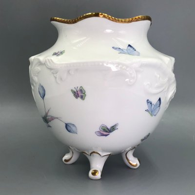 Neo- Rococo Vase on Paw Feet Hummingbird and Butterfly Decoration from Royal Prussian Tettau-XOP-2035033