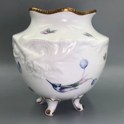 Neo- Rococo Vase on Paw Feet Hummingbird and Butterfly Decoration from Royal Prussian Tettau-XOP-2035033