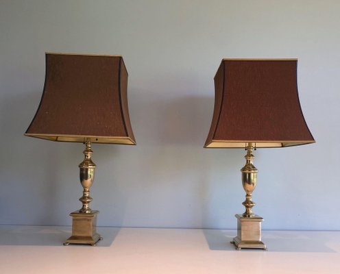 Neoclassic Brass Lamps, 1940s, Set of 2-BA-1535405