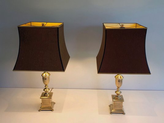 Neoclassic Brass Lamps, 1940s, Set of 2-BA-1535405