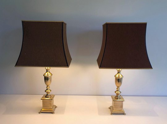 Neoclassic Brass Lamps, 1940s, Set of 2-BA-1535405