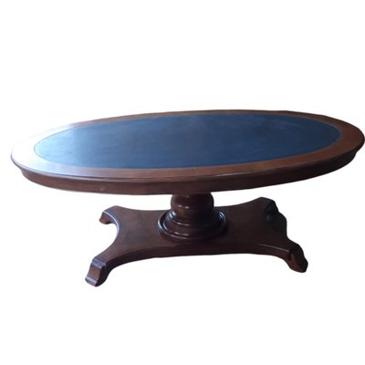 Neoclassic Leather Meeting or Game Oval Table by Francisco Hurtado, 1800s-TCS-1067727