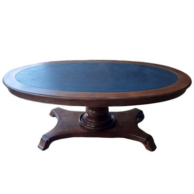 Neoclassic Leather Meeting or Game Oval Table by Francisco Hurtado, 1800s-TCS-1067727