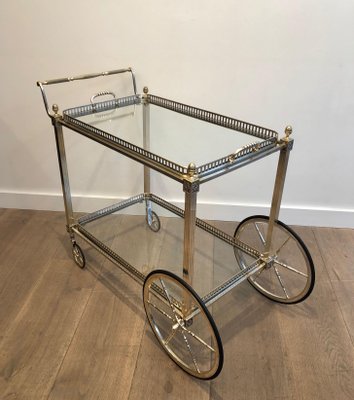 Neoclassical Brass and Silver Metal Trolley-BA-1365391