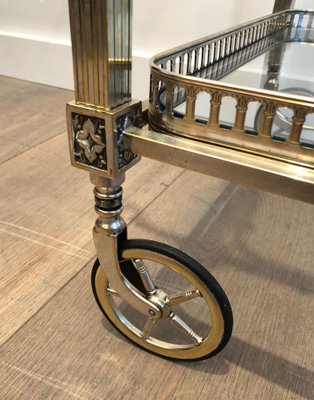 Neoclassical Brass and Silver Metal Trolley-BA-1365391