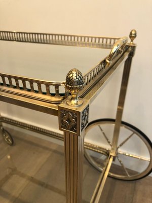 Neoclassical Brass and Silver Metal Trolley-BA-1365391