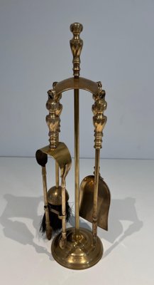 Neoclassical Brass Fire Set, 1970s-BA-1777331