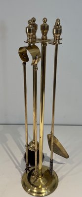 Neoclassical Brass Fire Set, 1970s-BA-1787274