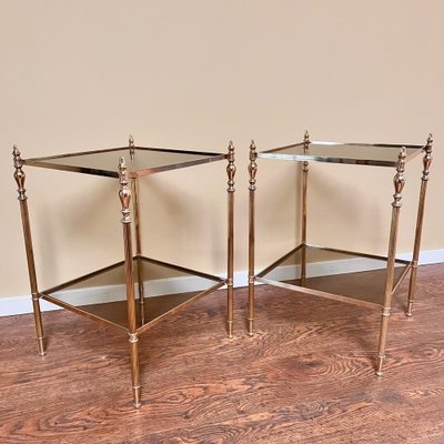 Neoclassical Brass Side Tables from Maison Jansen, Set of 2-GMU-1797978