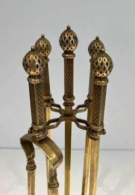 Neoclassical Bronze and Brass Fire Tools Set, 1930s, Set of 4-BA-1784740