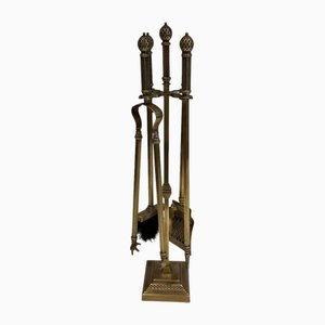 Neoclassical Bronze and Brass Fire Tools Set, 1930s, Set of 4-BA-1784740