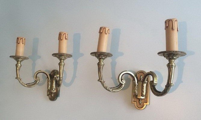 Neoclassical Bronze Sconces, 1970s, Set of 2-BA-1365783