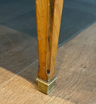 Neoclassical Coffee Table in Patinated Wood and Brass with Marble Top, 1940s-BA-2020893