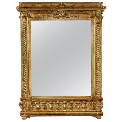 Neoclassical Empire Rectangular Gold Hand-Carved Wooden Mirror-UZ-863020