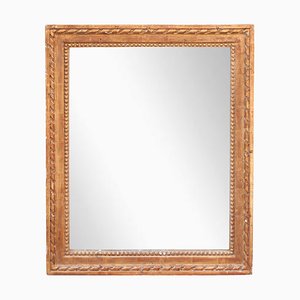 Neoclassical Empire Rectangular Gold Hand Carved Wooden Mirror, 1970s-UZ-1008336