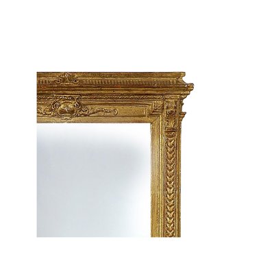 Neoclassical Empire Rectangular Gold Hand-Carved Wooden Mirror-UZ-863020