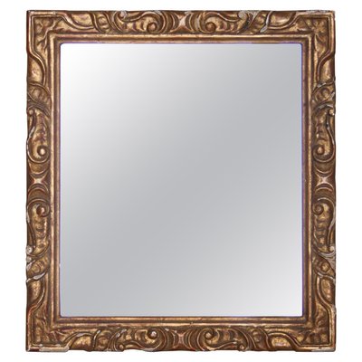 Neoclassical Empire Rectangular Gold Hand Carved Wooden Mirror, Spain, 1970s-UZ-963616