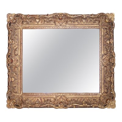 Neoclassical Empire Rectangular Gold Hand Carved Wooden Mirror, Spain, 1970s-UZ-974420