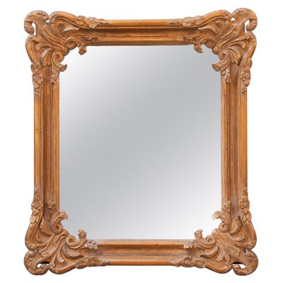 Neoclassical Empire Rectangular Gold Hand Carved Wooden Mirror, Spain, 1970s-UZ-990164