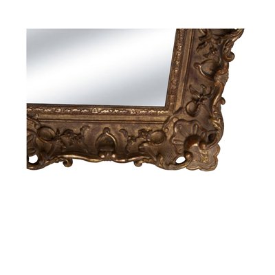 Neoclassical Empire Rectangular Gold Hand Carved Wooden Mirror, Spain, 1970s-UZ-974420