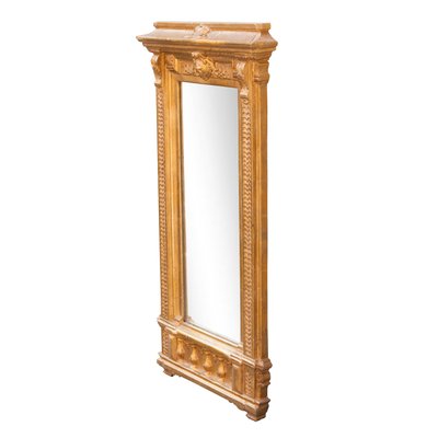 Neoclassical Empire Rectangular Gold Hand Carved Wooden Mirror, Spain, 1970s, Set of 2-UZ-994205