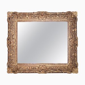 Neoclassical Empire Rectangular Gold Hand Carved Wooden Mirror, Spain, 1970s-UZ-974420