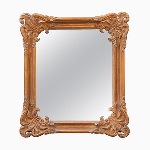 Neoclassical Empire Rectangular Gold Hand Carved Wooden Mirror, Spain, 1970s-UZ-990164