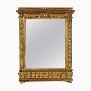 Neoclassical Empire Rectangular Gold Hand-Carved Wooden Mirror-UZ-863020