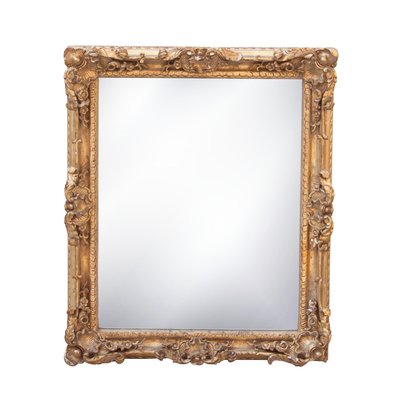 Neoclassical Empire Style Rectangular Mirror in Hand Carved Giltwood, 1970s-UZ-1028940