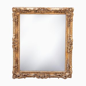 Neoclassical Empire Style Rectangular Mirror in Hand Carved Giltwood, 1970s-UZ-1028940