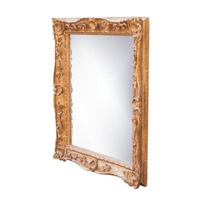 Neoclassical Empire Style Rectangular Mirror in Hand Carved Giltwood, Spain, 1970s-UZ-1028938