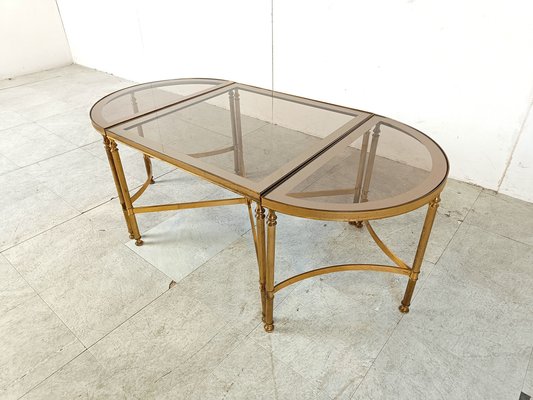 Neoclassical Gilt Metal Coffee Table Set in the style of Maison Jansen, 1960s, Set of 3-IRH-1822796