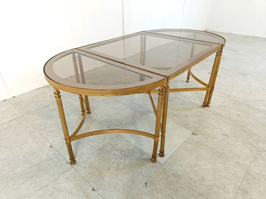 Neoclassical Gilt Metal Coffee Table Set in the style of Maison Jansen, 1960s, Set of 3-IRH-1822796