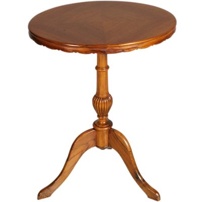 Neoclassical Hand Carved Blond Walnut Oval Side Table, 1920s-NJV-1273044