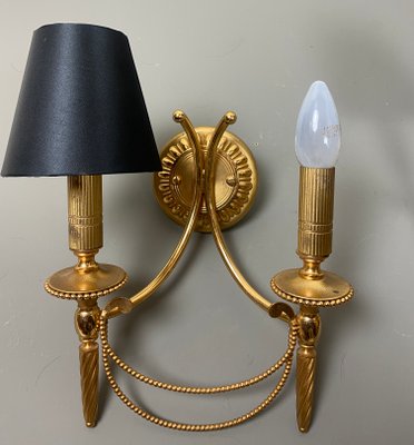 Neoclassical Italian Wall Lights in Gilt Brass by Gaetano Sciolari for Sciolari, 1960s, Set of 2-WZZ-1179077