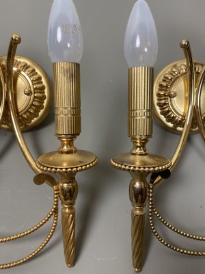 Neoclassical Italian Wall Lights in Gilt Brass by Gaetano Sciolari for Sciolari, 1960s, Set of 2-WZZ-1179077