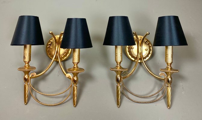 Neoclassical Italian Wall Lights in Gilt Brass by Gaetano Sciolari for Sciolari, 1960s, Set of 2-WZZ-1179077