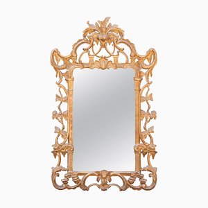 Neoclassical Rectangular Gold Foil Hand Carved Wooden Mirror, 1970s-UZ-995555