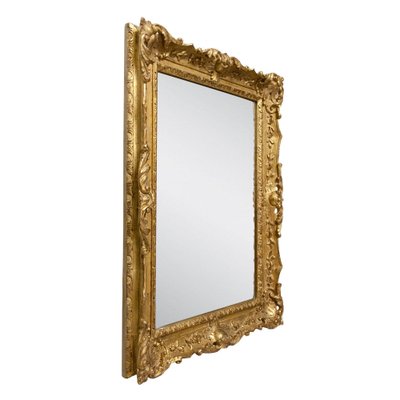 Neoclassical Rectangular Golden Hand-Carved Wooden Mirror, Spain, 1970-UZ-1264921